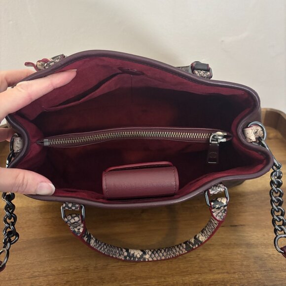 Coach Margot Signature Brown Coated Canvas Snakeskin Crocodile Embossed Satchel - Picture 9 of 11